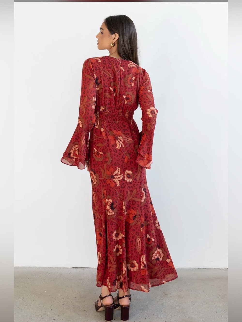Dress Forum NWT Floral Leopard Print Maxi Dress Size L Boho Romantic - Picture 5 of 17